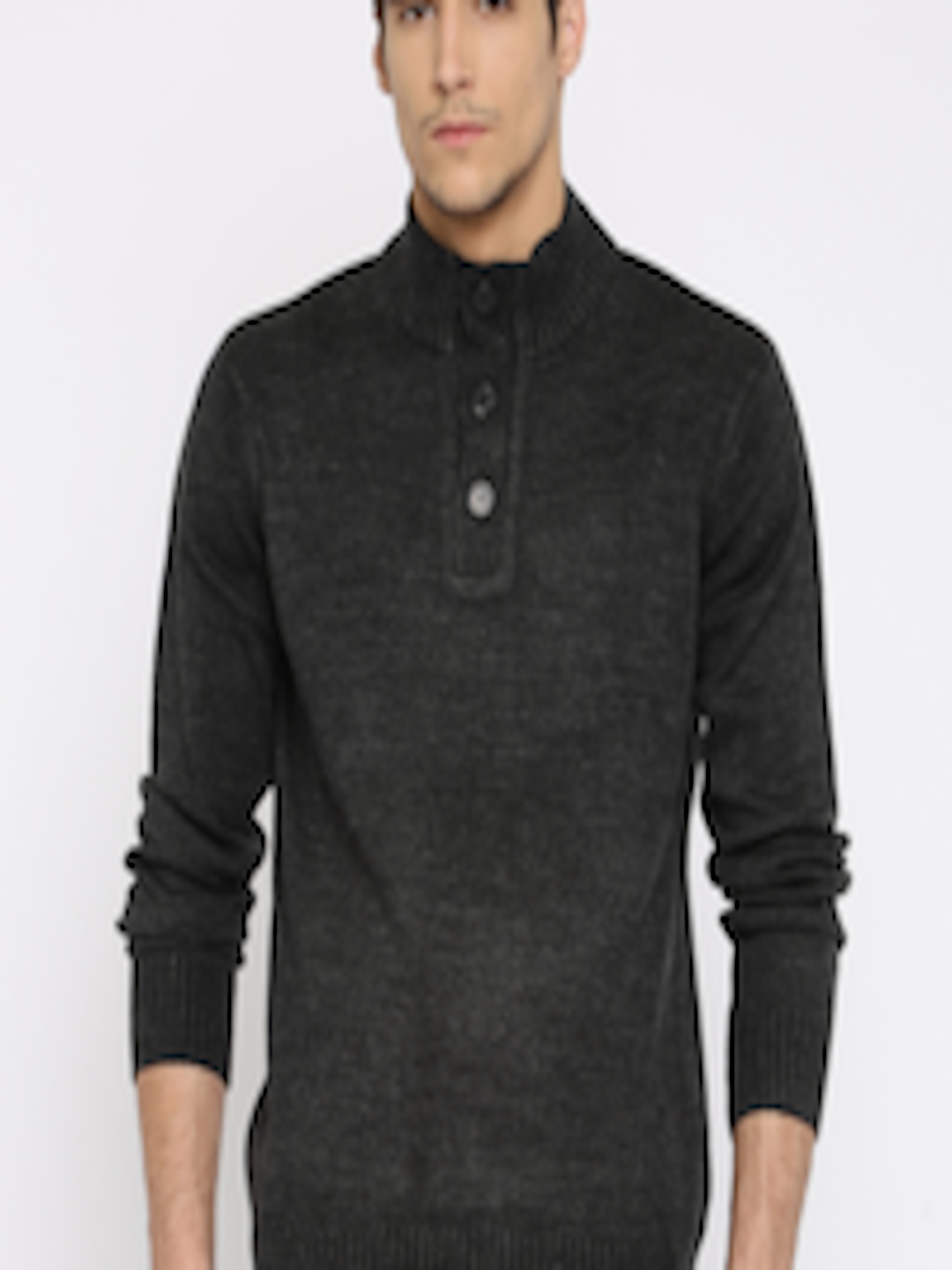 Buy HRX By Hrithik Roshan Men Charcoal Grey Solid Sweater - Sweaters ...