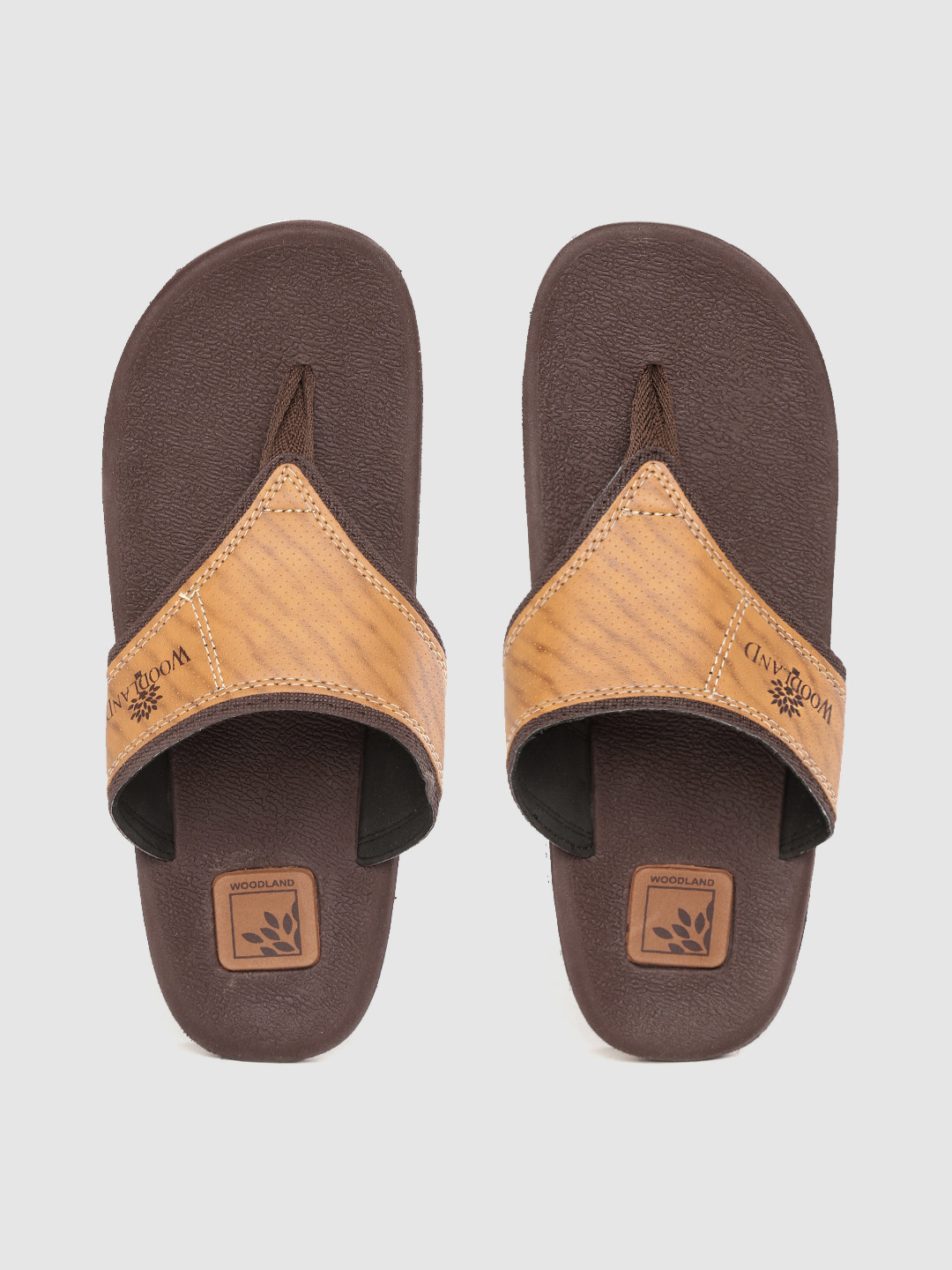 Buy Woodland Men Brown Solid Slip Ons - Flip Flops for Men 14442522 | Myntra