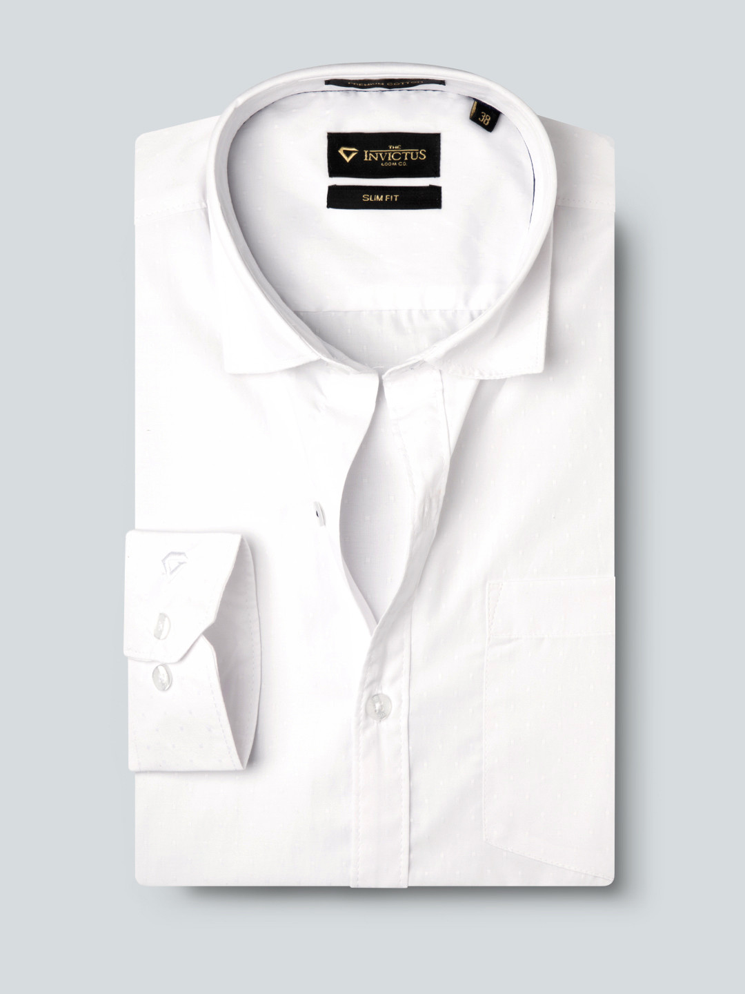 Buy INVICTUS Men White Self Design Slim Fit Opaque Formal Shirt