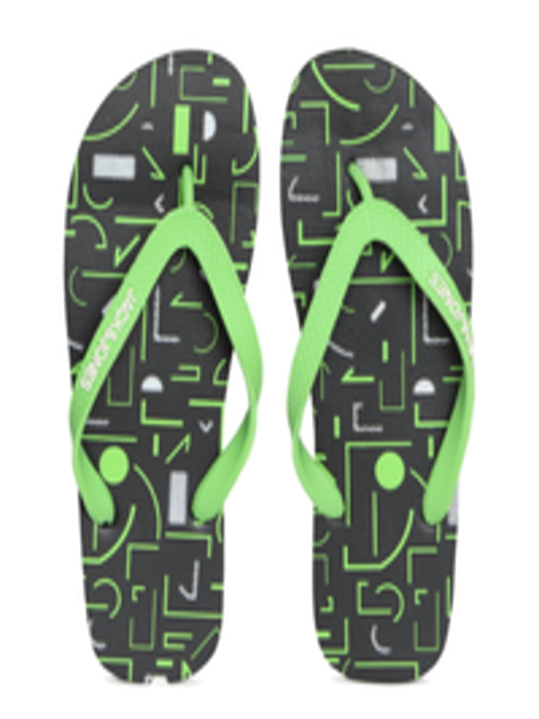 Buy Jack & Jones Green & Black Printed Flip Flops - Flip Flops for Men ...