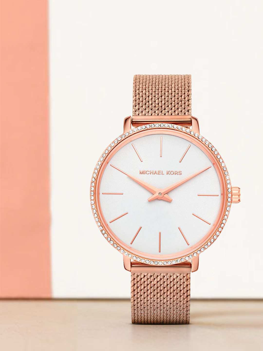 Buy Michael Kors Women White Dial & Rose Gold Plated Straps Analogue