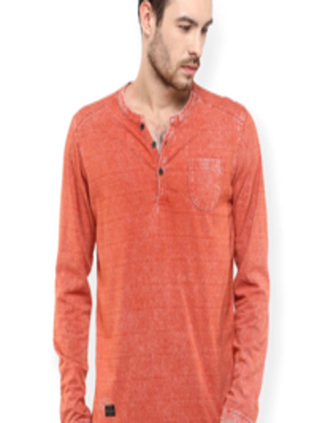 Buy Mufti Orange Henley T Shirt - Tshirts for Men 1444967 | Myntra