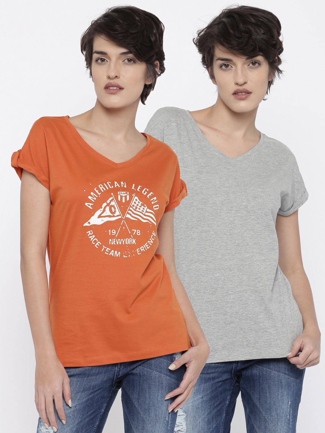 Buy Roadster Pack Of 2 Pure Cotton T Shirts Tshirts for Women 1445508
