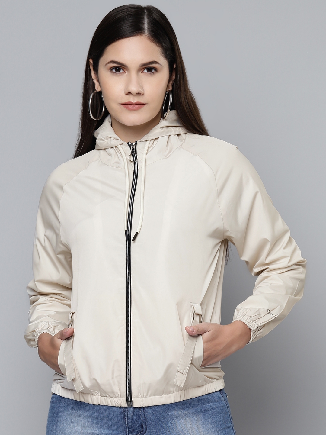 Buy Foreign Culture By Fort Collins Women Off White Hooded Tailored ...