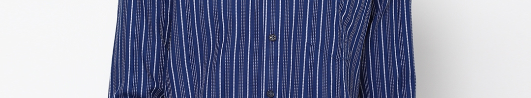 Buy Allen Solly Men Blue Striped Slim Fit Casual Shirt - Shirts for Men ...