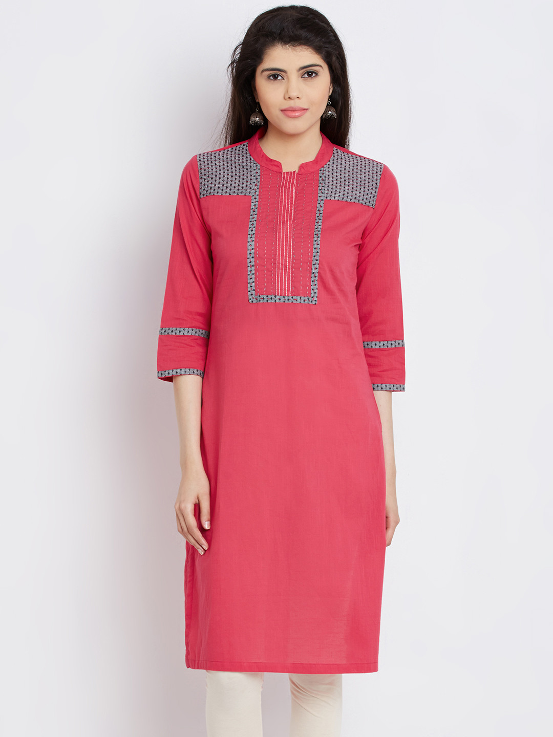 Buy Rangriti Women Pink Solid Straight Kurta Kurtas for Women 1446236