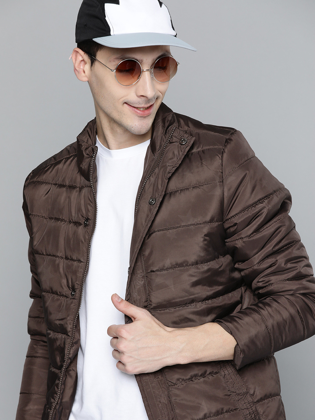 Buy HERE&NOW Men Brown Solid Padded Jacket Jackets for Men 14462826