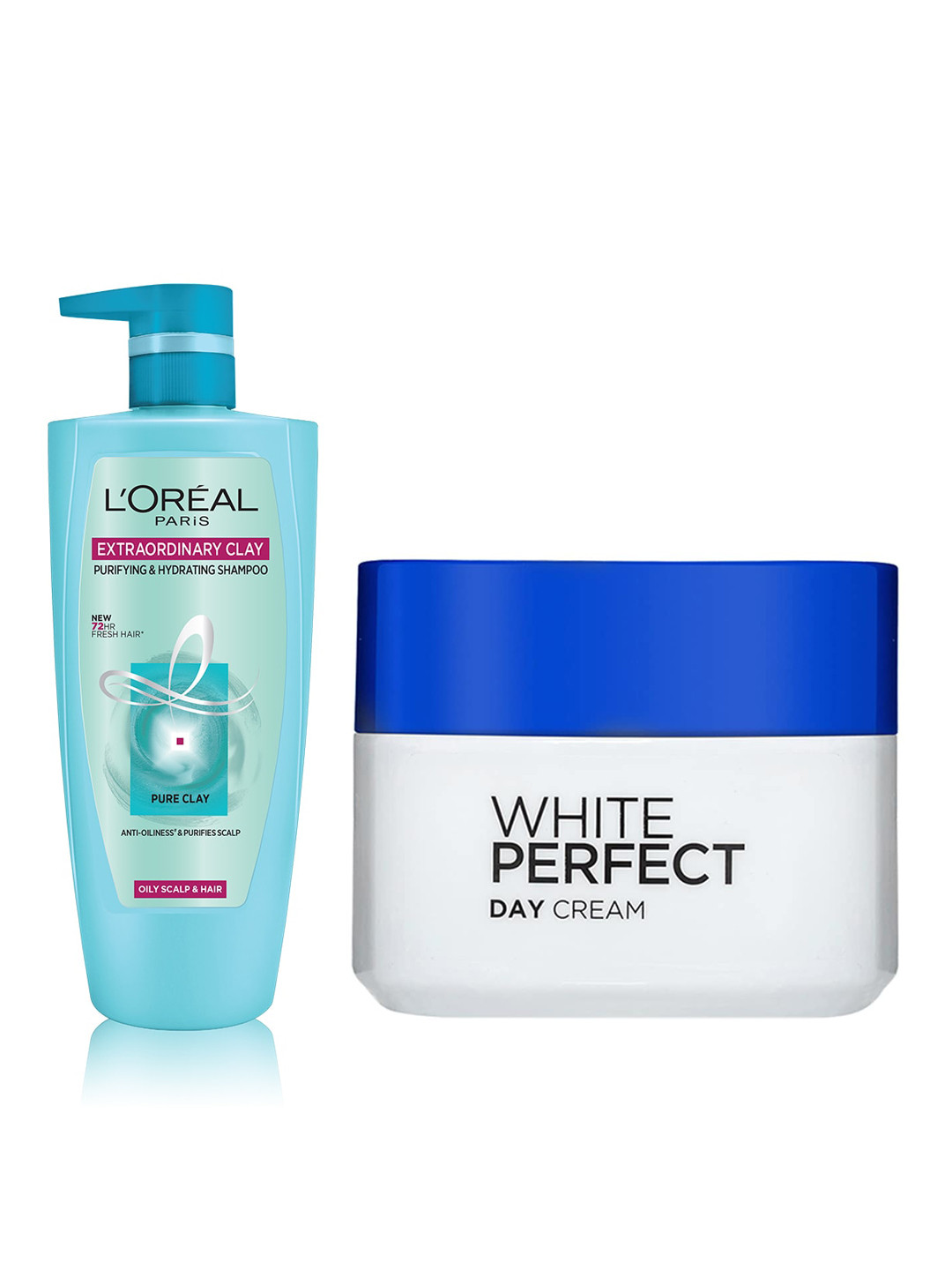 Buy LOreal Paris Pack Of 2 Extraordinary Clay Shampoo White Perfect Whitening Day Cream Face 