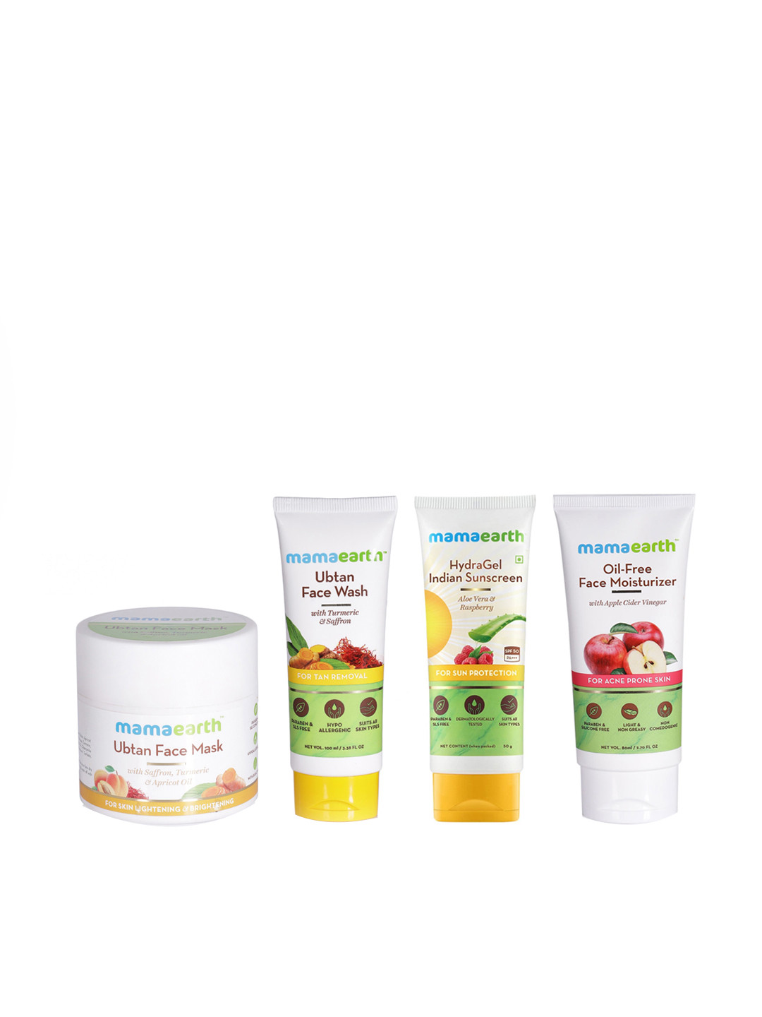 Buy Mamaearth Unisex Set Of Face Mask, Sunscreen, Face Wash & Face