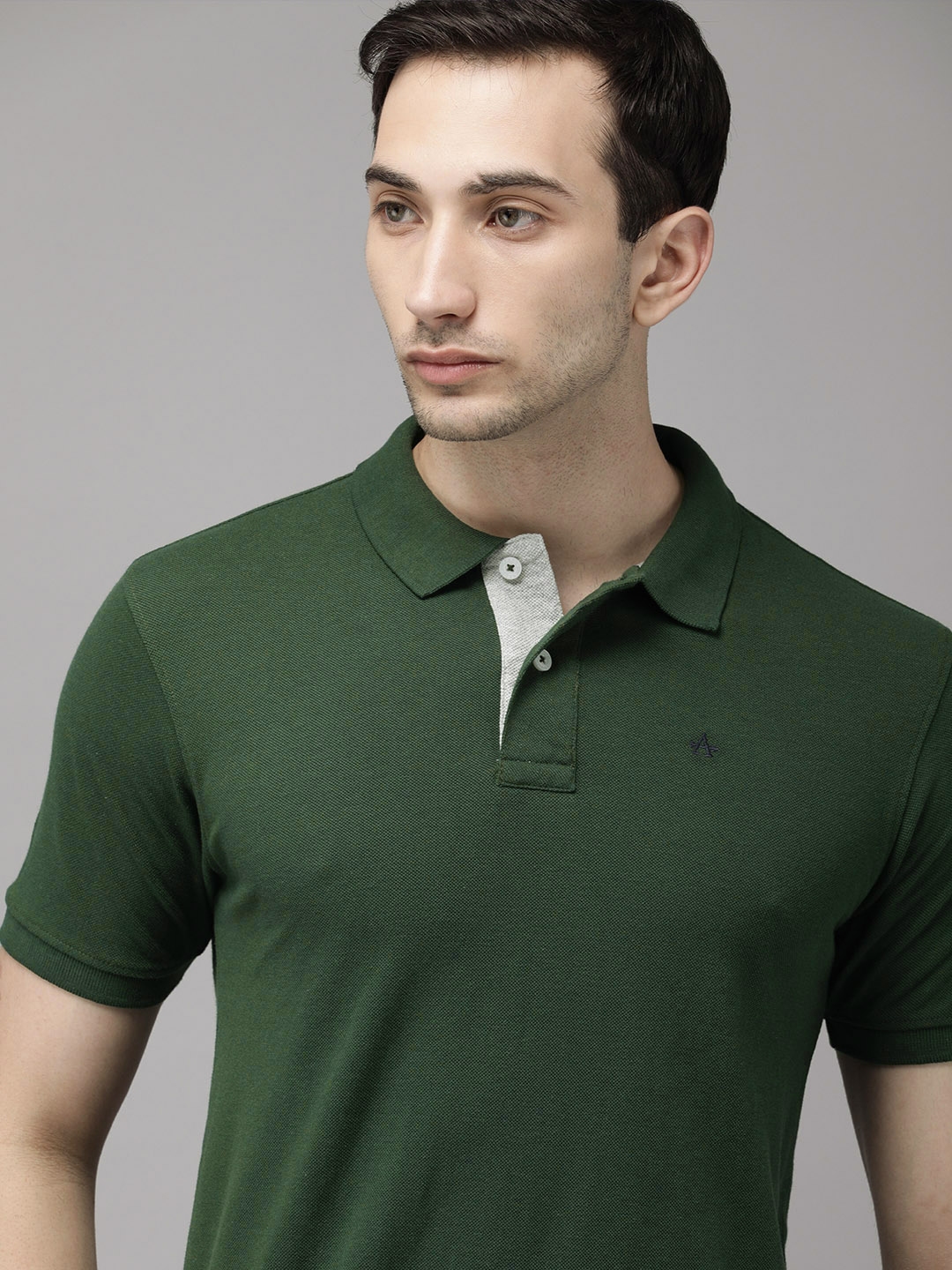 Buy Arrow Sport Men Green Solid Polo Collar T Shirt - Tshirts for Men ...