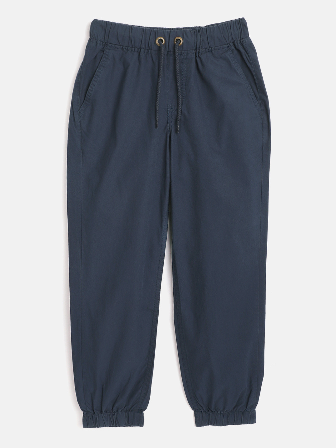 Buy Boys Navy Blue Solid Pure Cotton Woven Joggers Track Pants for