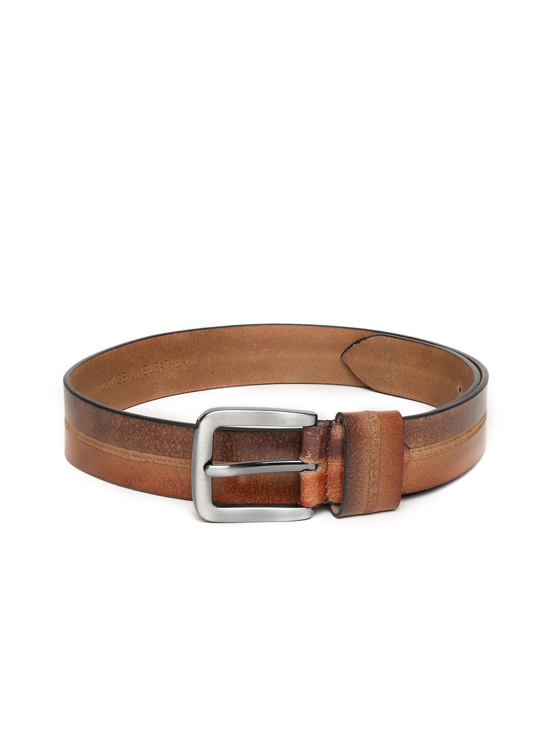 Buy WROGN Men Brown Stripe Textured Leather Belt - Belts for Men ...