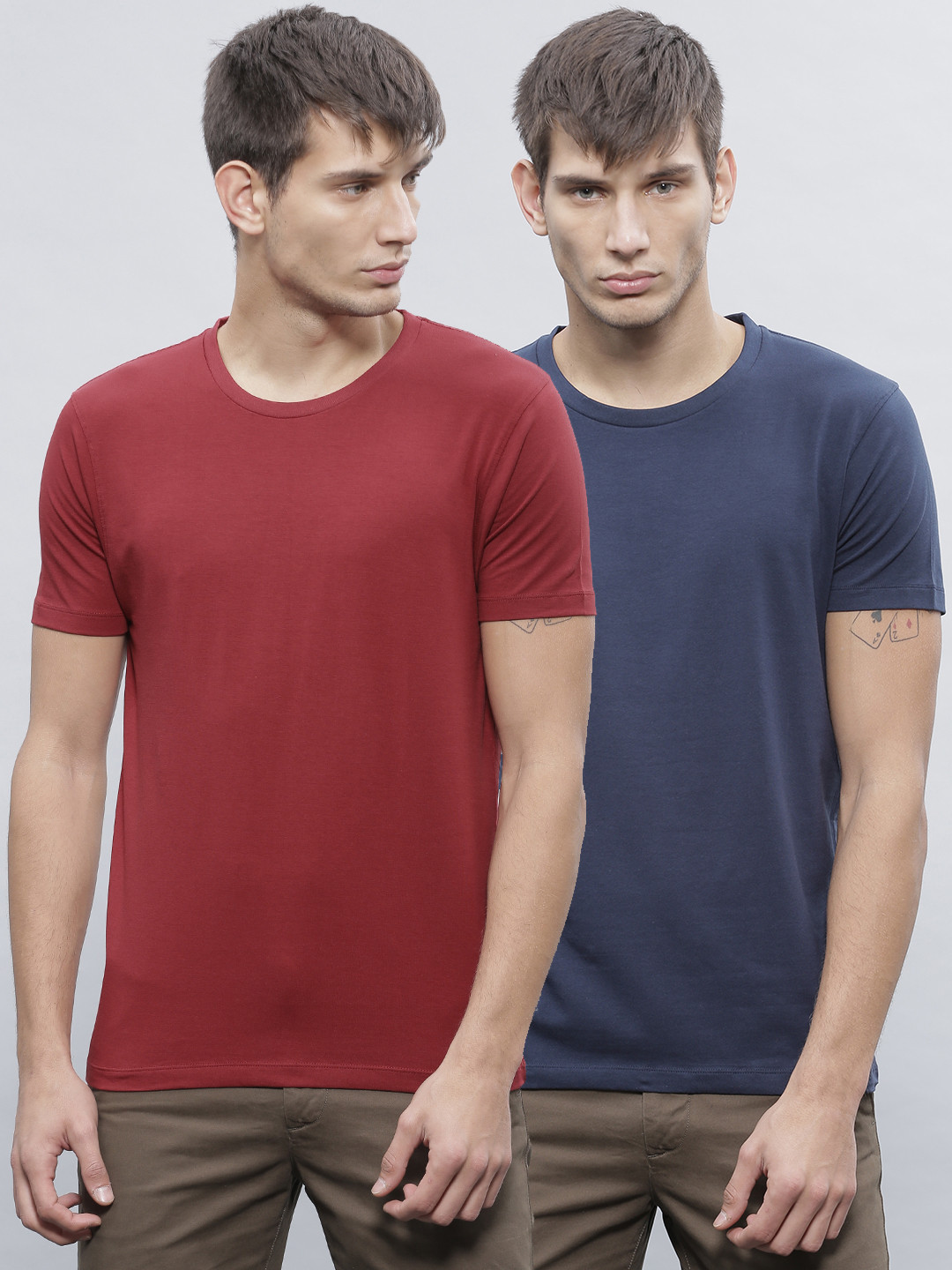 Buy Ether Pack Of 2 Cotton Lycra T Shirts Tshirts for Men 1447501