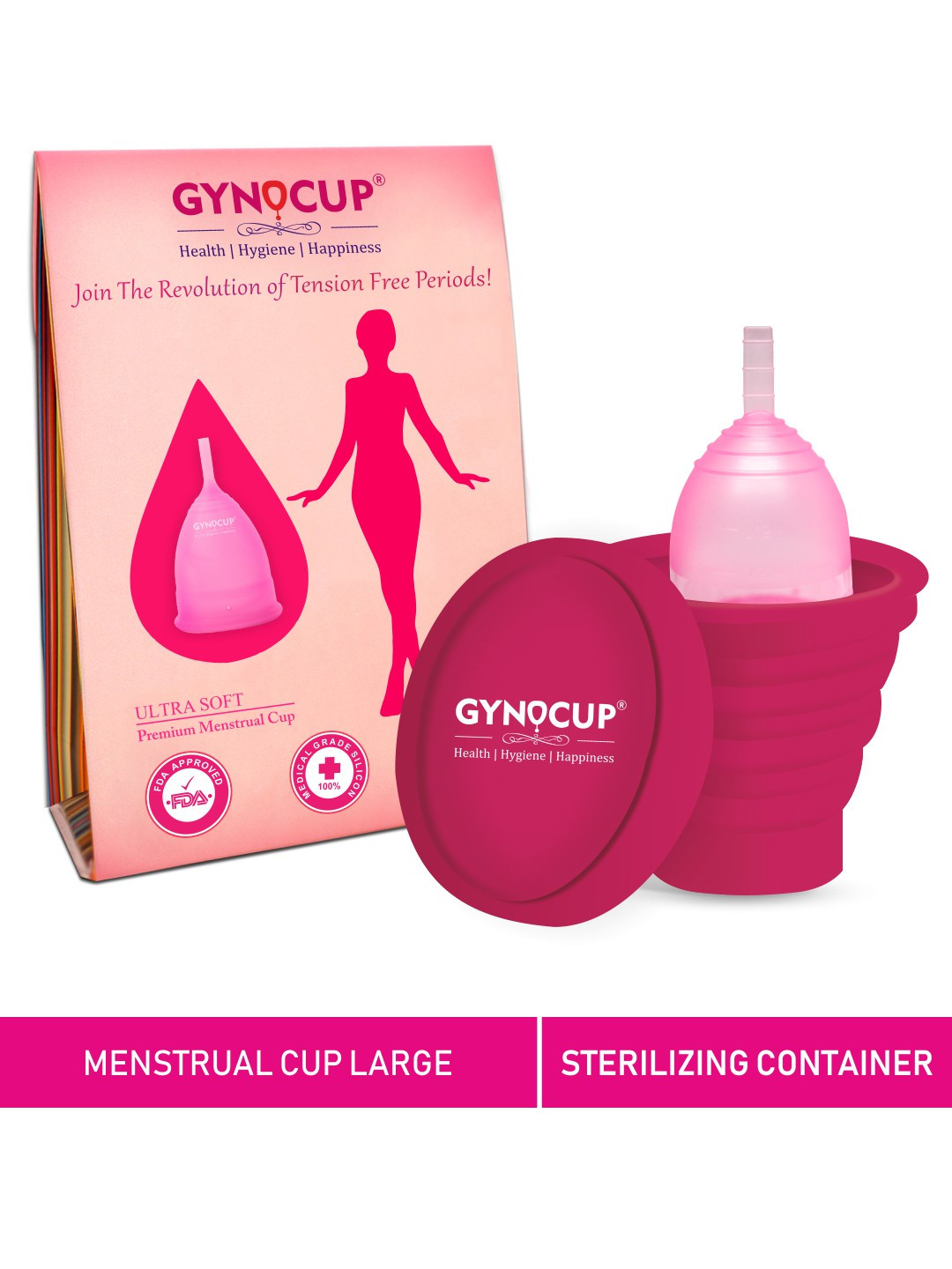 Buy GYNOCUP Large Size Premium Menstrual Cup With Menstrual Cup Sterilizer Container Pink