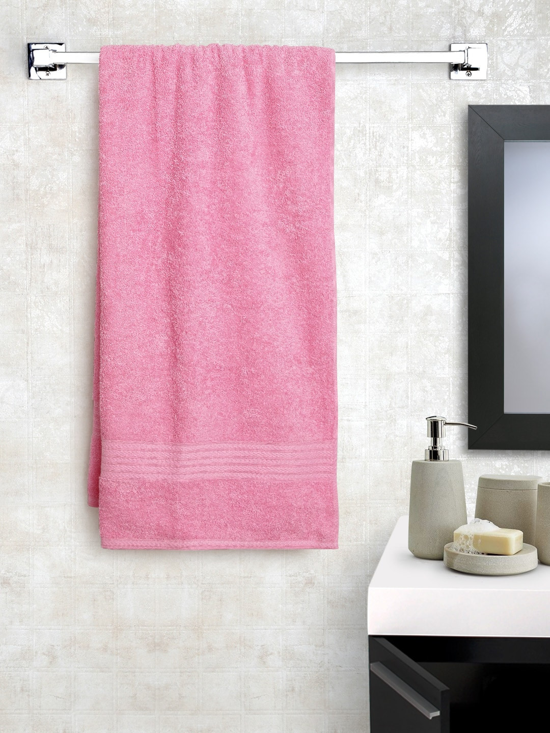 Buy BOMBAY DYEING Pink Cotton 450 GSM Bath Towel Bath Towels for