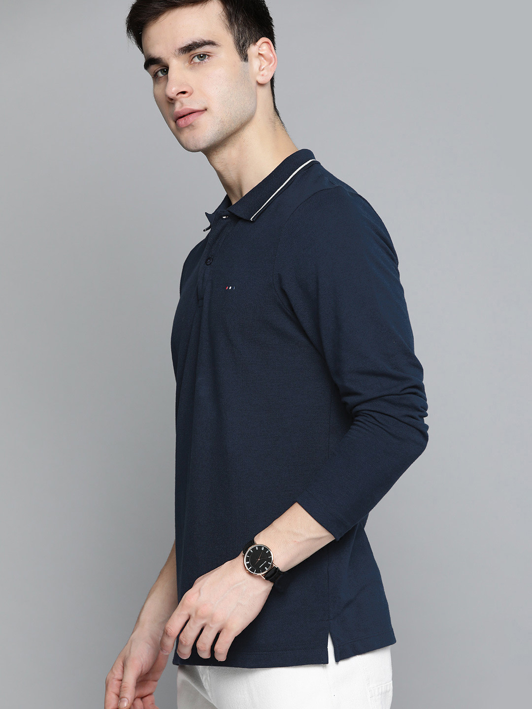 Buy Harvard Men Navy Blue Solid Polo Collar T Shirt - Tshirts for Men
