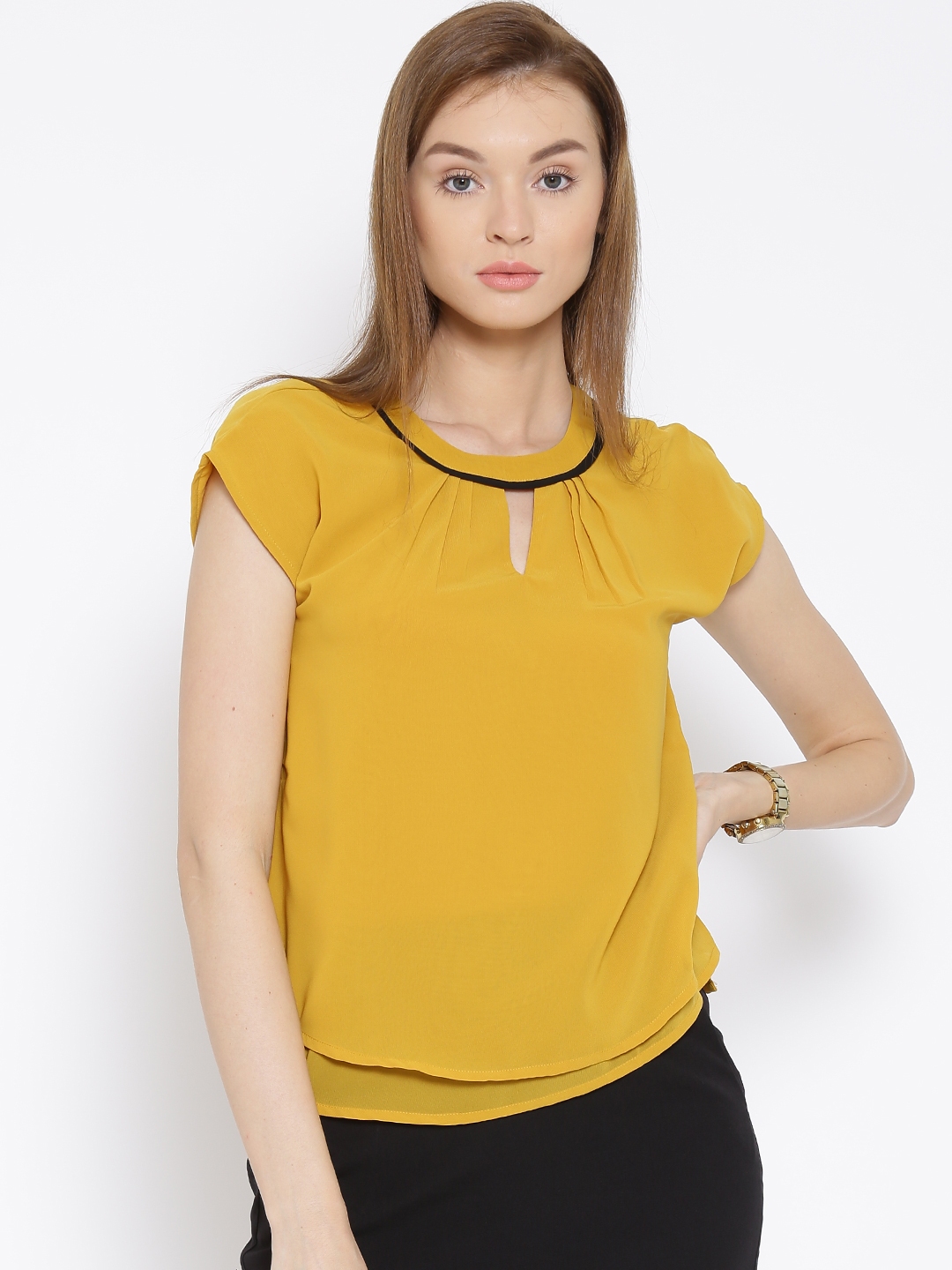 Buy Vero Moda Mustard Yellow Polyester Layered Top - Tops for Women ...