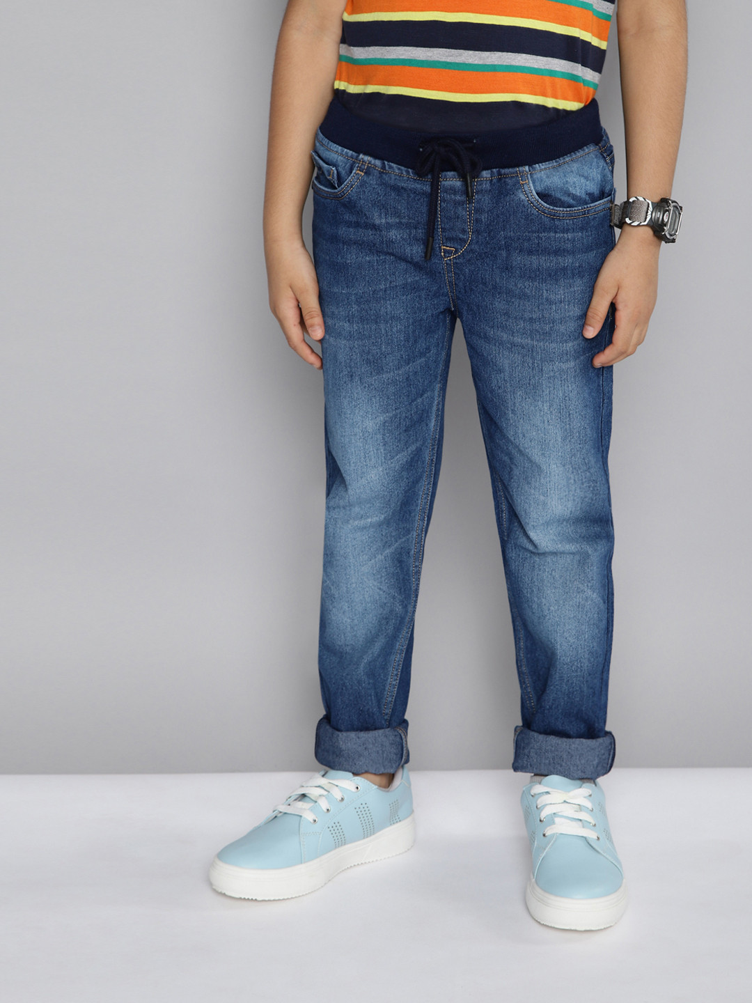 Boys Mid Blue Slim Fit Jeans