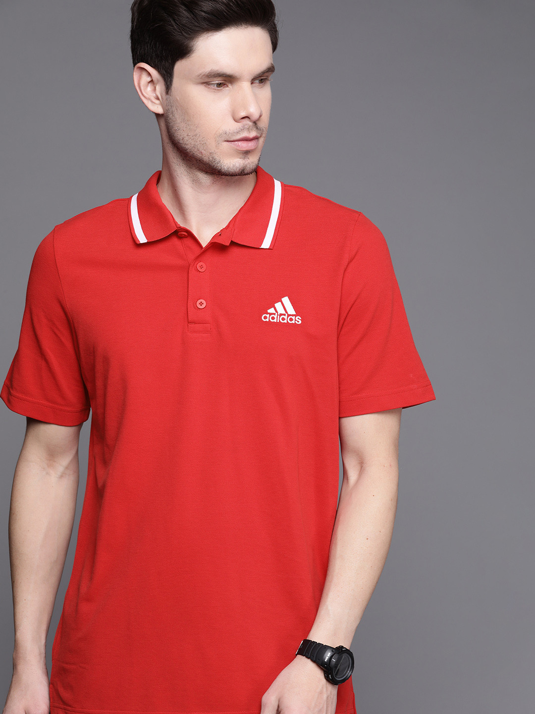 Buy ADIDAS Men Red Sports Inspired Pique Polo Collar Sustainable T Shirt Tshirts for Men