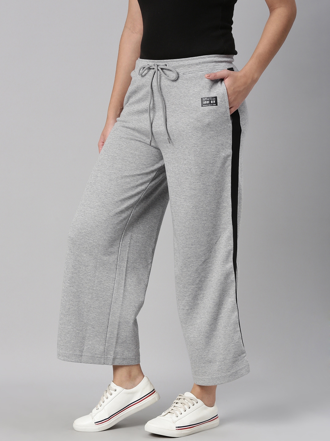 grey wide leg track pants