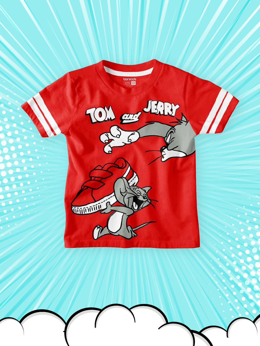 Buy BONKIDS Boys Red Tom & Jerry Printed Slim Fit T Shirt Tshirts for