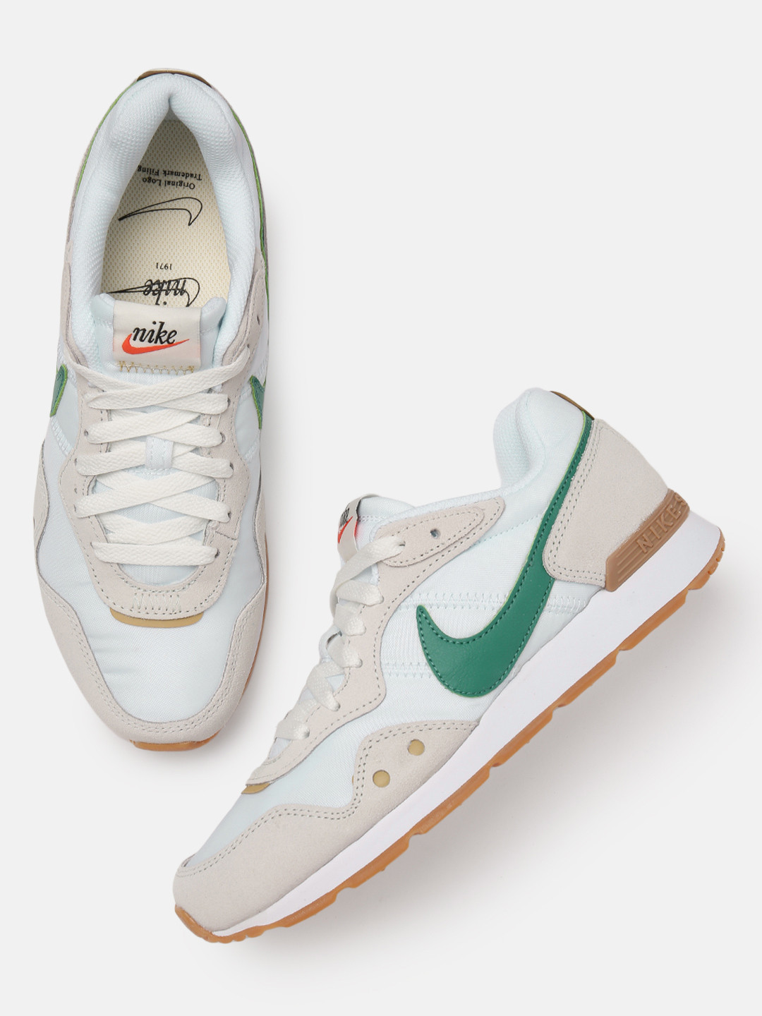 Buy Nike Women White Green & Cream Colourblocked Venture Runner Running