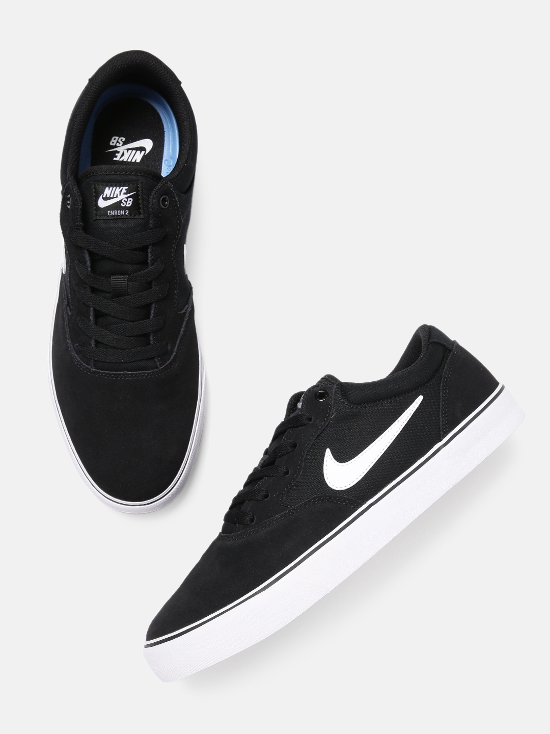 nike sb chron 2 bone & black skate shoes