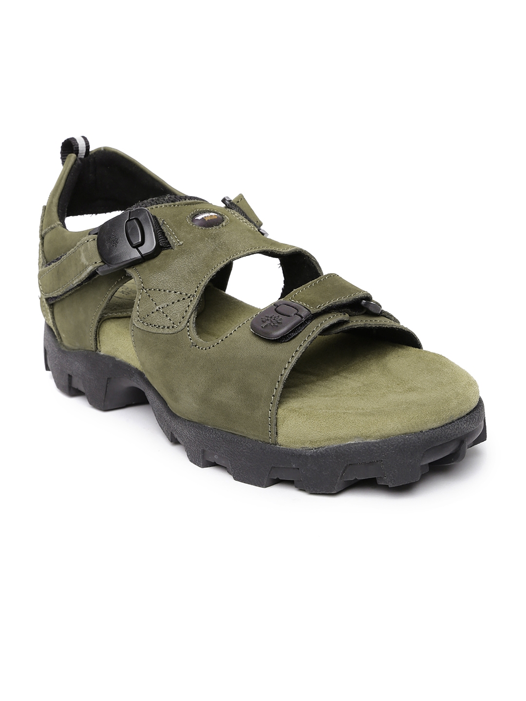 woodland men olive green leather sandals