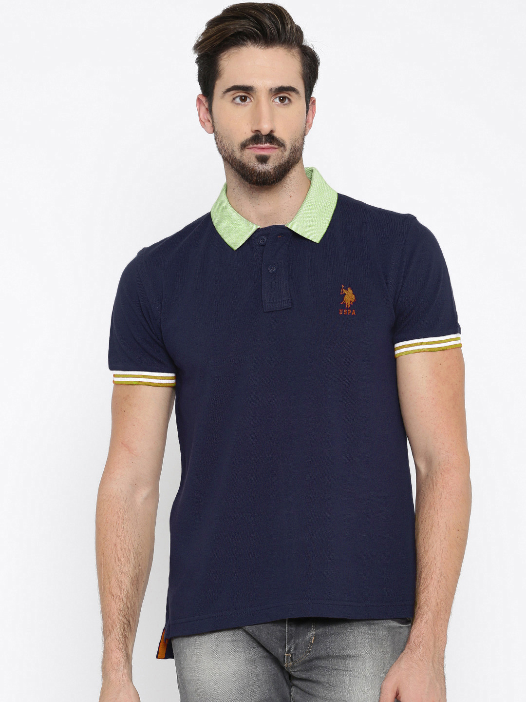 Buy U.S. Polo Assn. Men Navy Solid Polo T Shirt Tshirts for Men