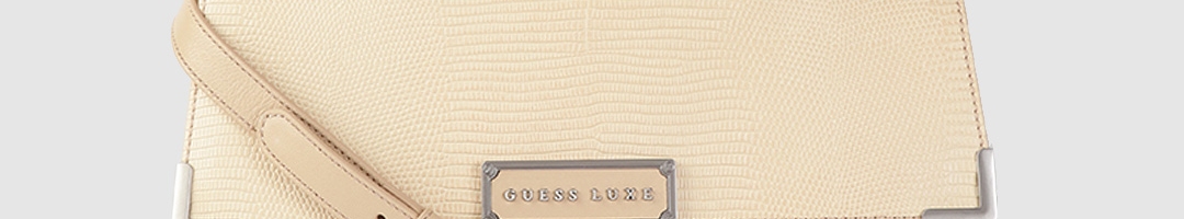 Buy GUESS Cream Snakeskin Textured Structured Satchel With Detachable ...