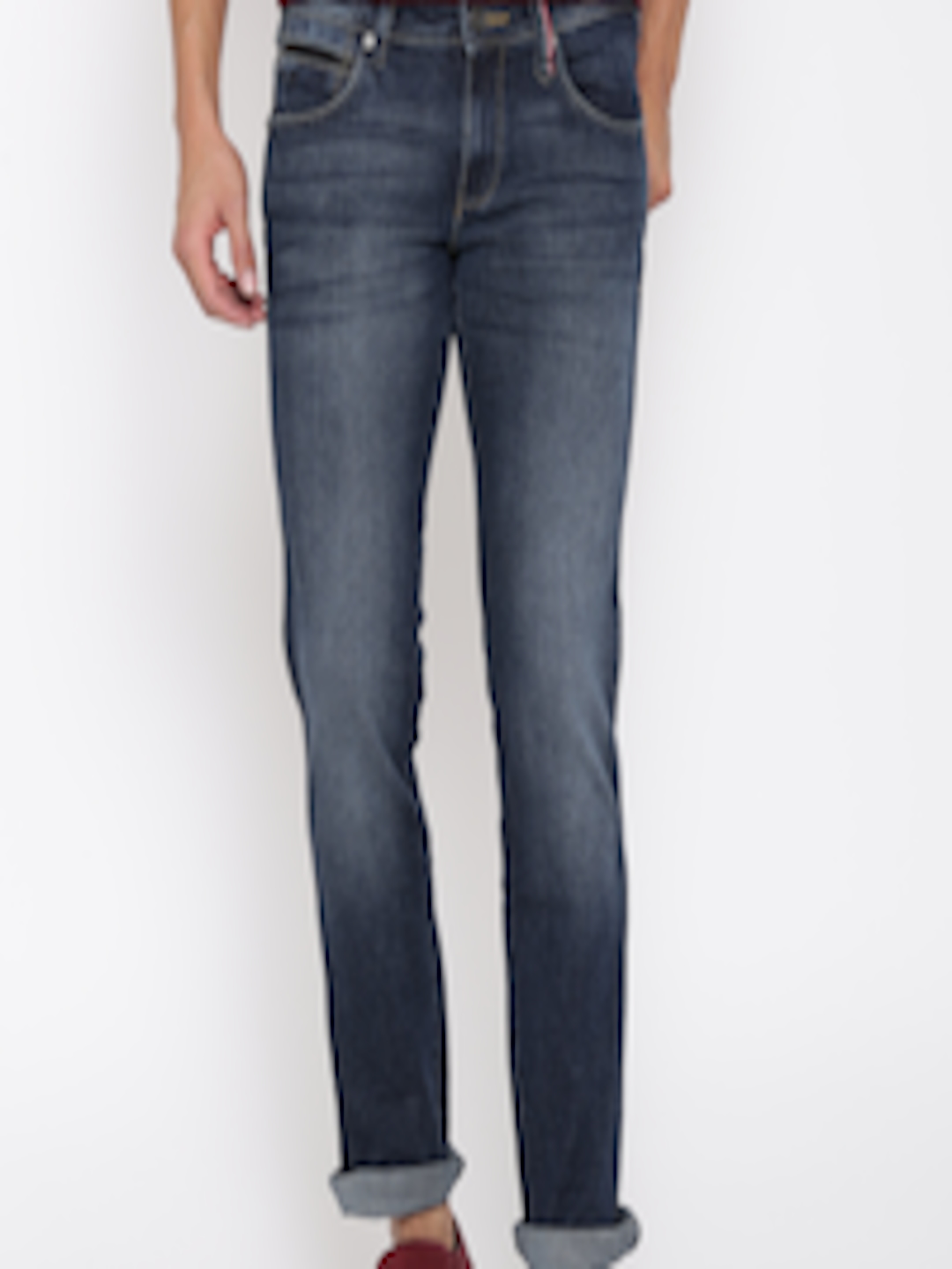 Buy Wrangler Men Blue Rockville Regular Fit Low Rise Clean Look Jeans ...