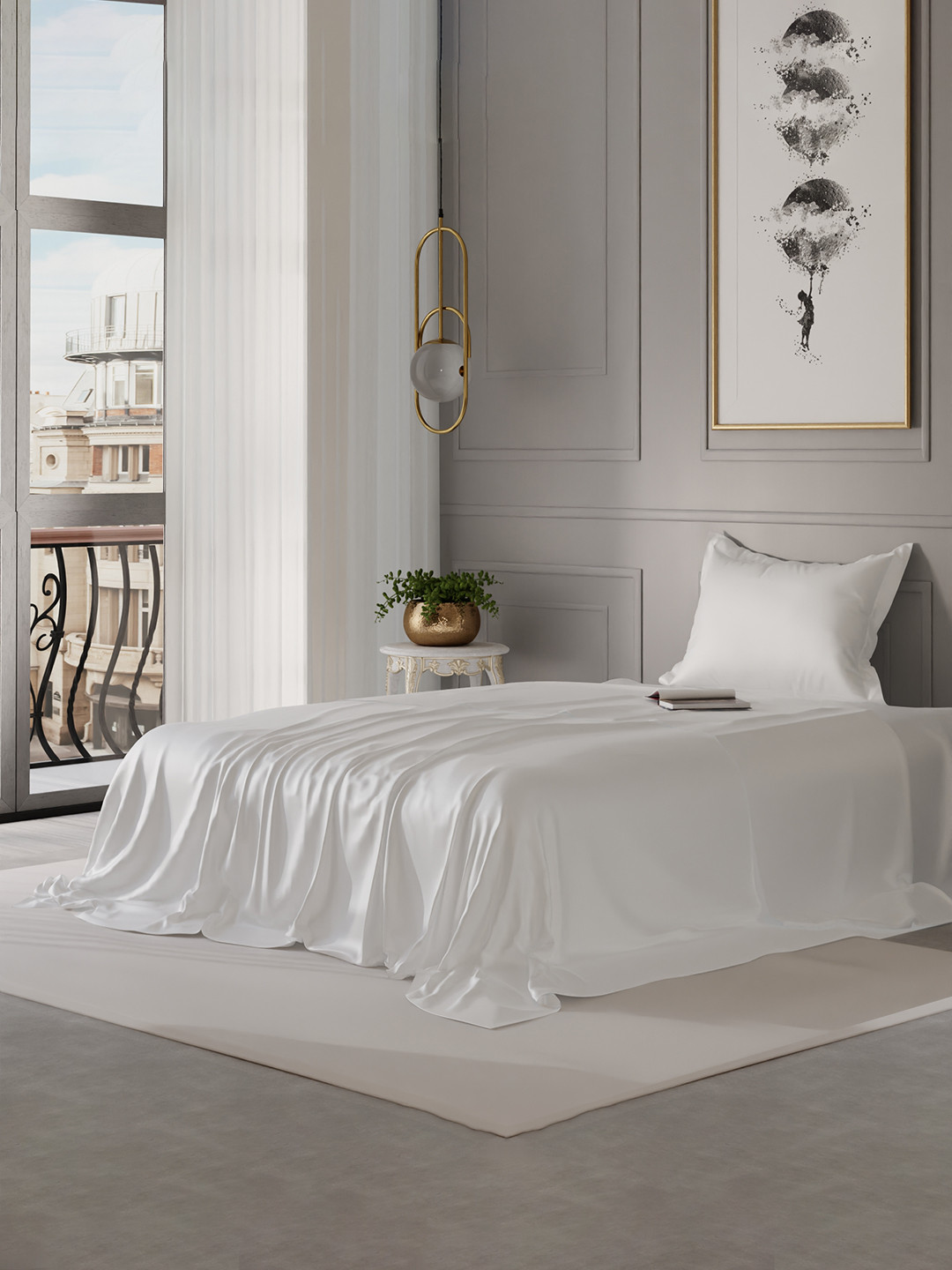 Buy Stoa Paris Date Night Collection White 300 TC Satin Single Bedsheet