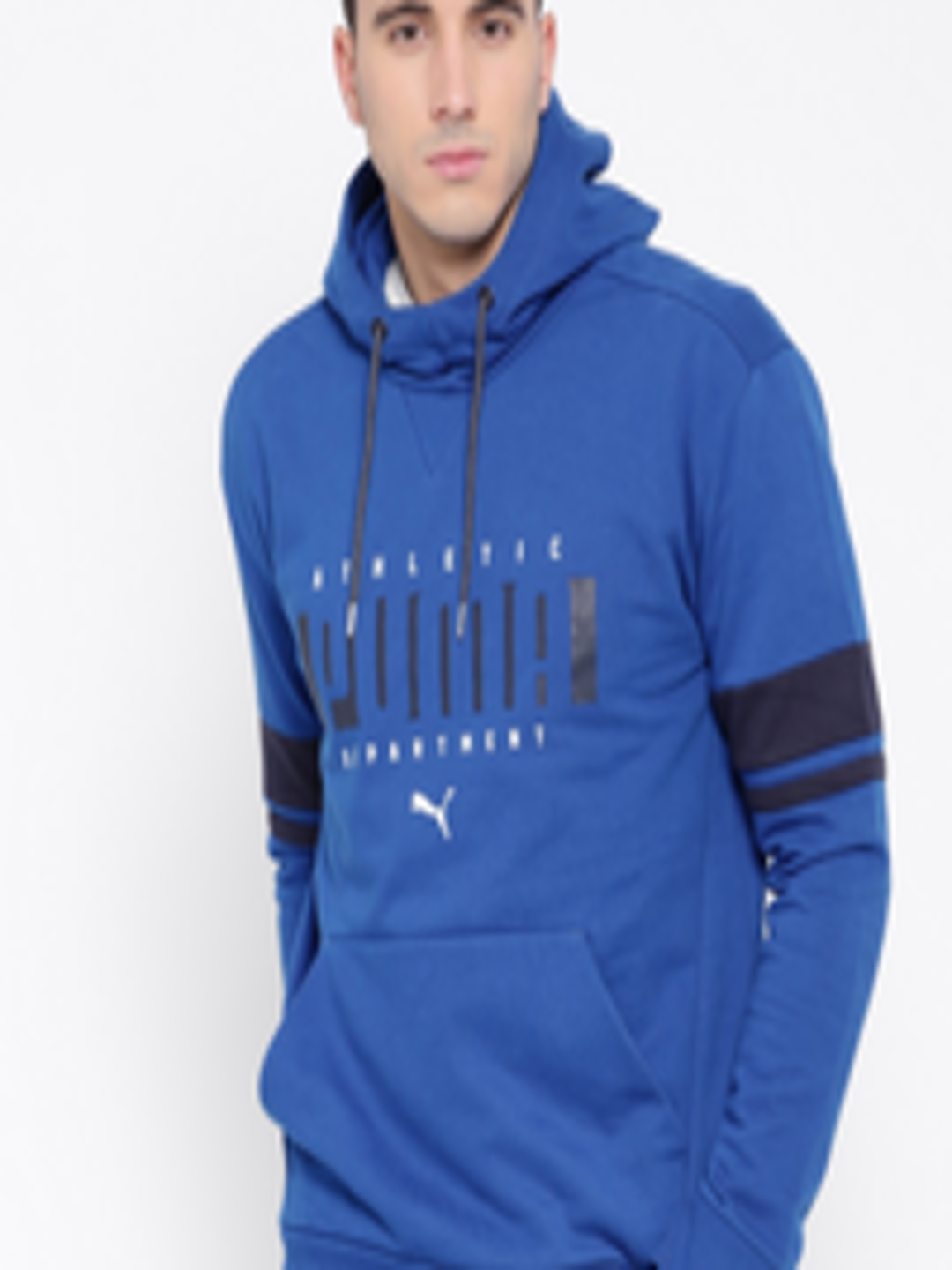 Buy Puma Men Blue Athletic Printed Hooded Sweatshirt - Sweatshirts for ...