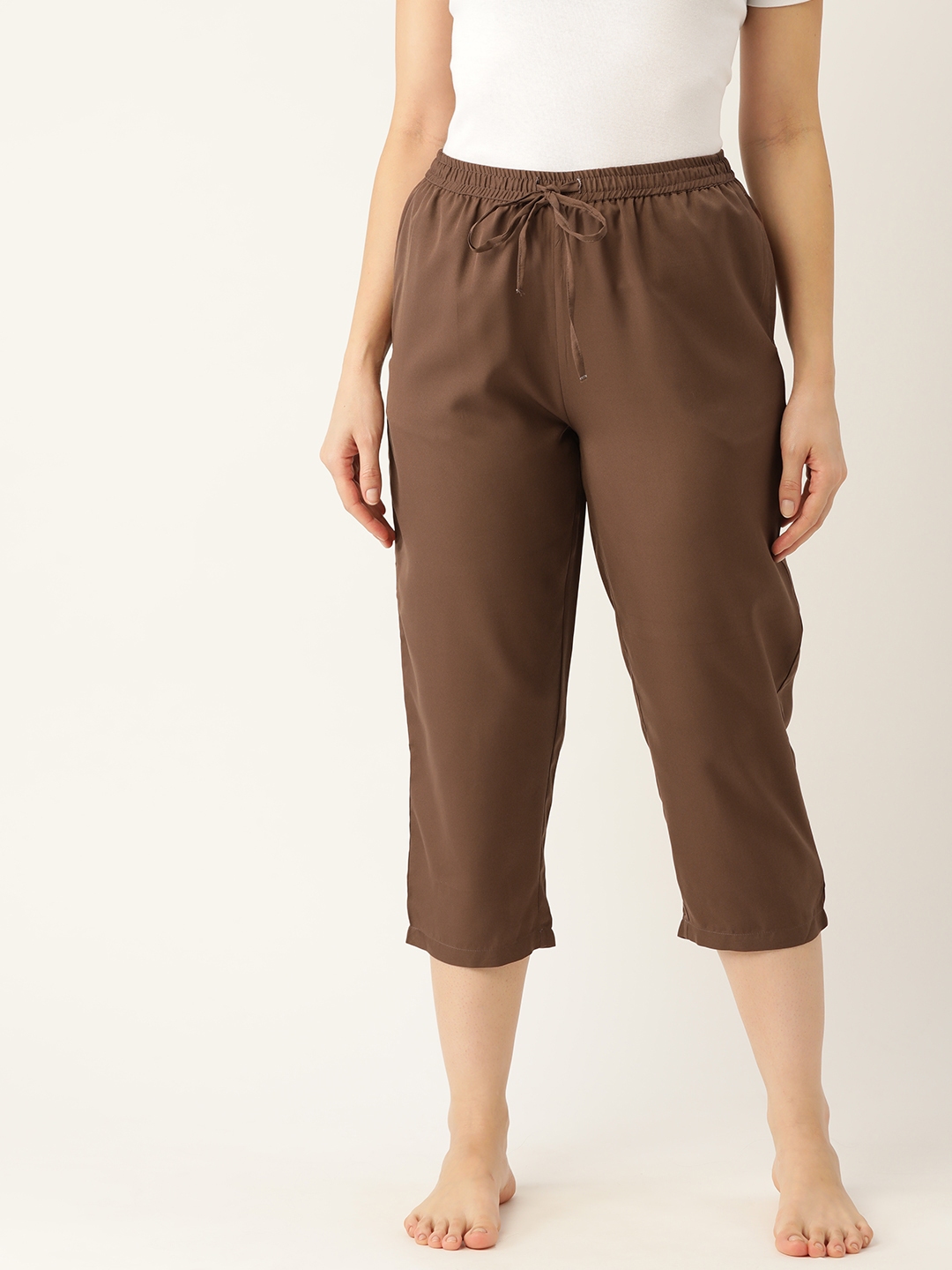 Buy ETC Women Brown Solid Lounge Capris - Lounge Pants for Women ...