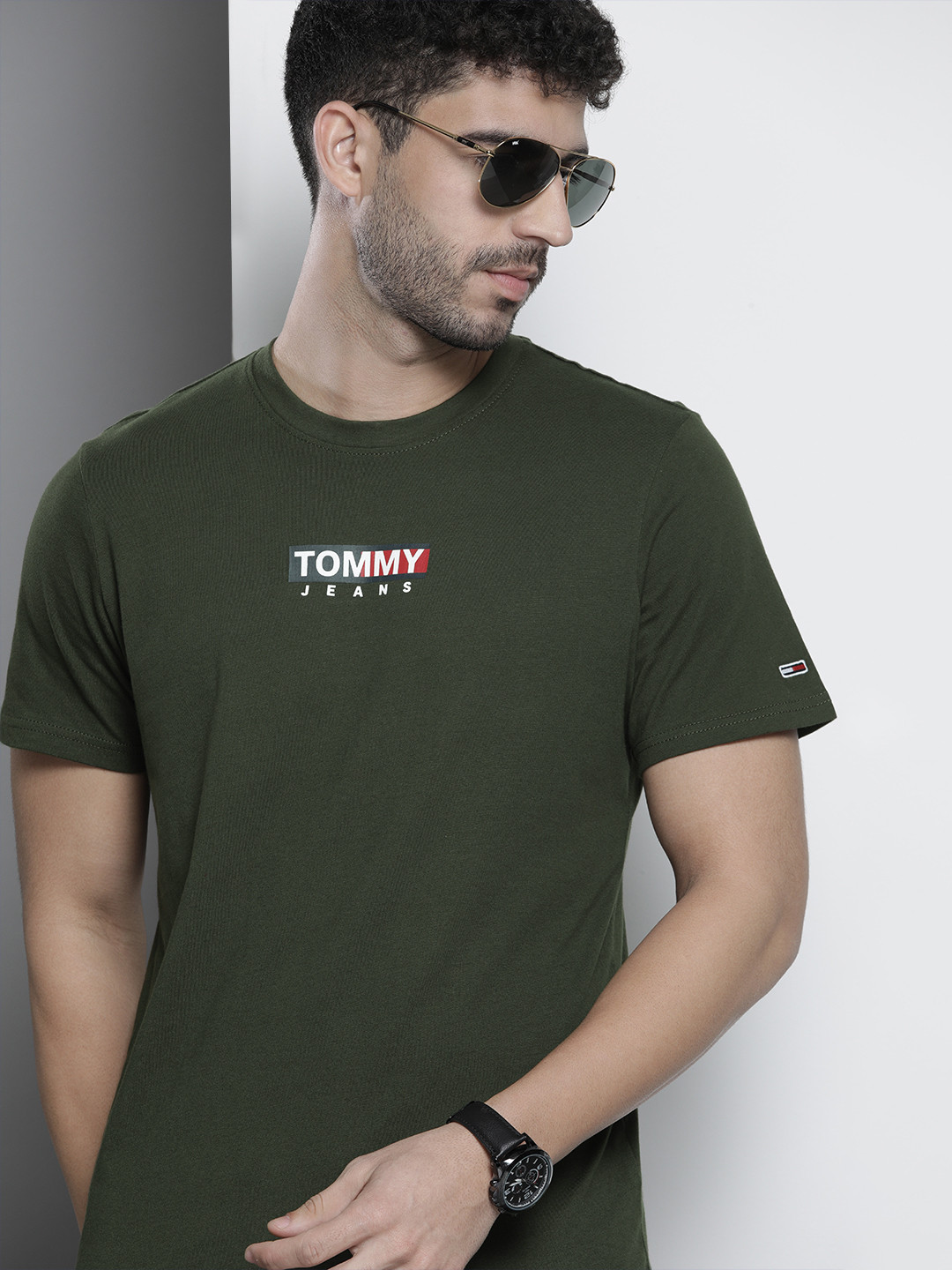 Buy Tommy Hilfiger Men Olive Green Organic Cotton T Shirt Tshirts for