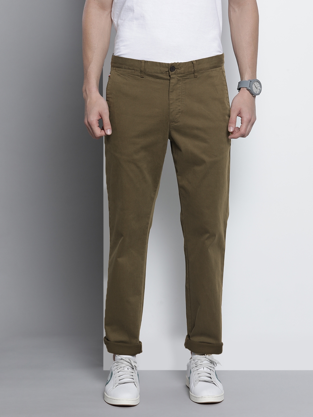 Buy Tommy Hilfiger Men Green Solid Chinos - Trousers for Men 14590598 ...