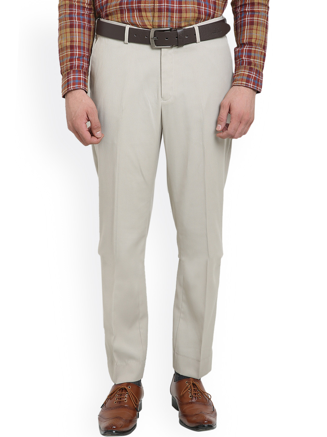 Buy Blackberrys Beige Relaxed Straight Leg Fit Formal Trousers - Trousers for Men 1459111 | Myntra