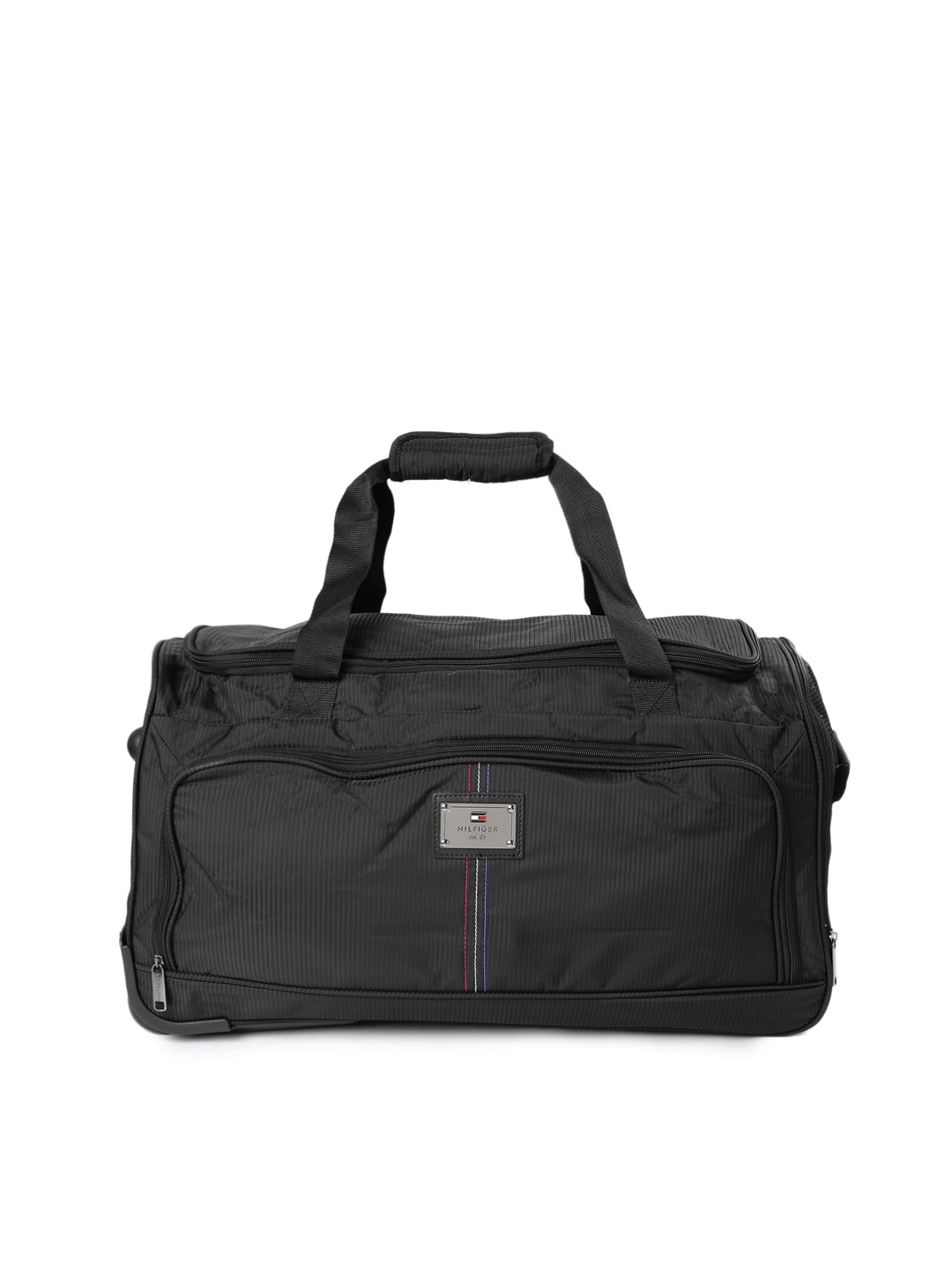 Buy Tommy Hilfiger Unisex Black Self Striped Trolley Duffel Bag Duffel Bag For Unisex 1459269