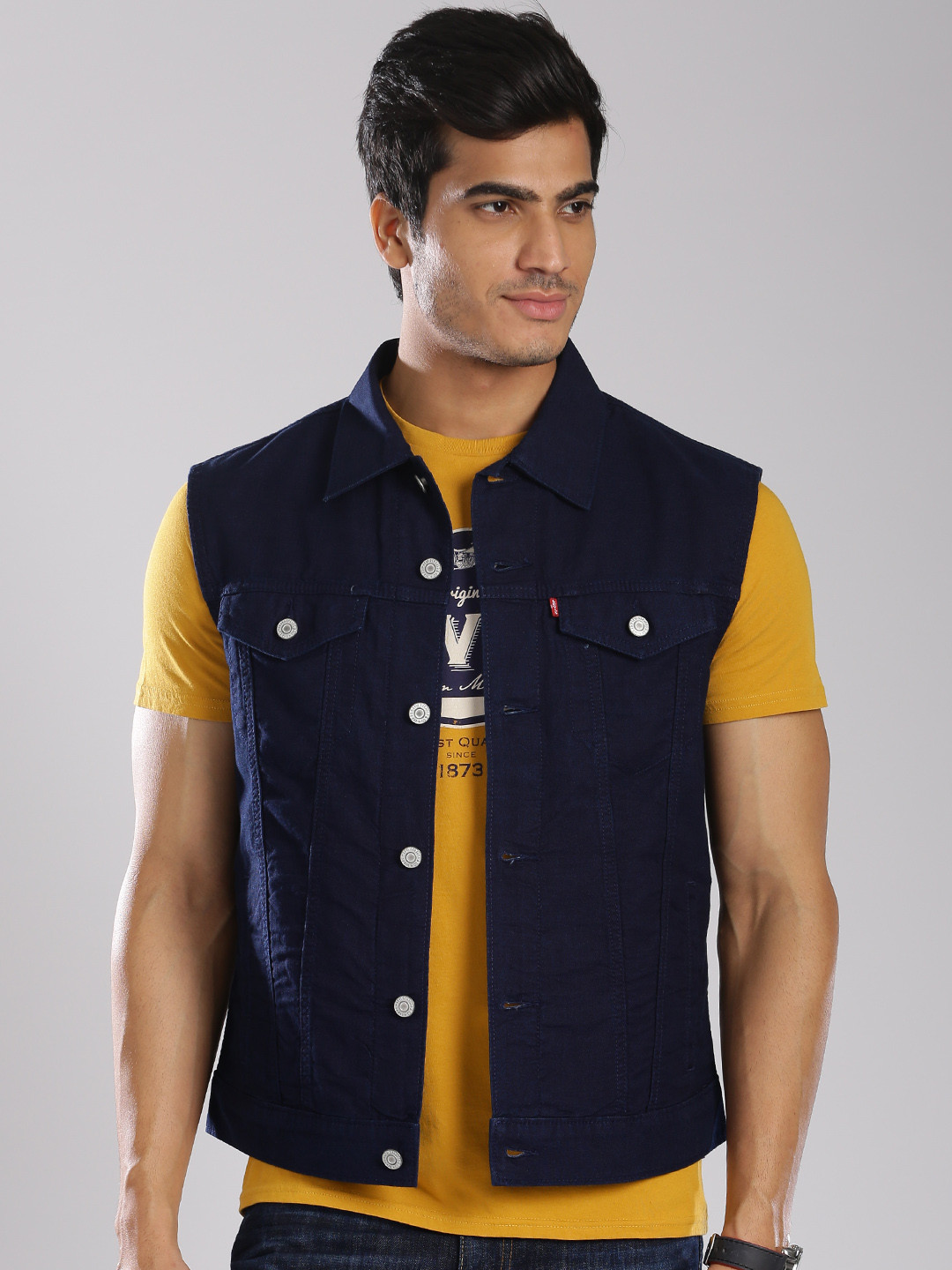 Buy Levi's Navy Denim Jacket - Jackets for Men 1460543 | Myntra