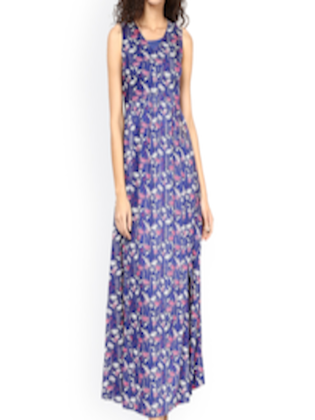 Buy Sbuys Blue Floral Print Maxi Dress - Dresses for Women 1460730 | Myntra