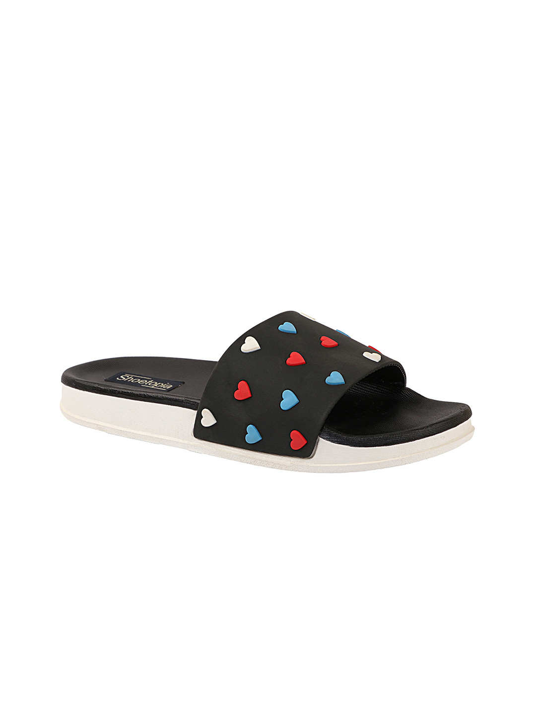 Buy Shoetopia Women Black & Red Printed Rubber Sliders - Flip Flops for Women 14617148 | Myntra