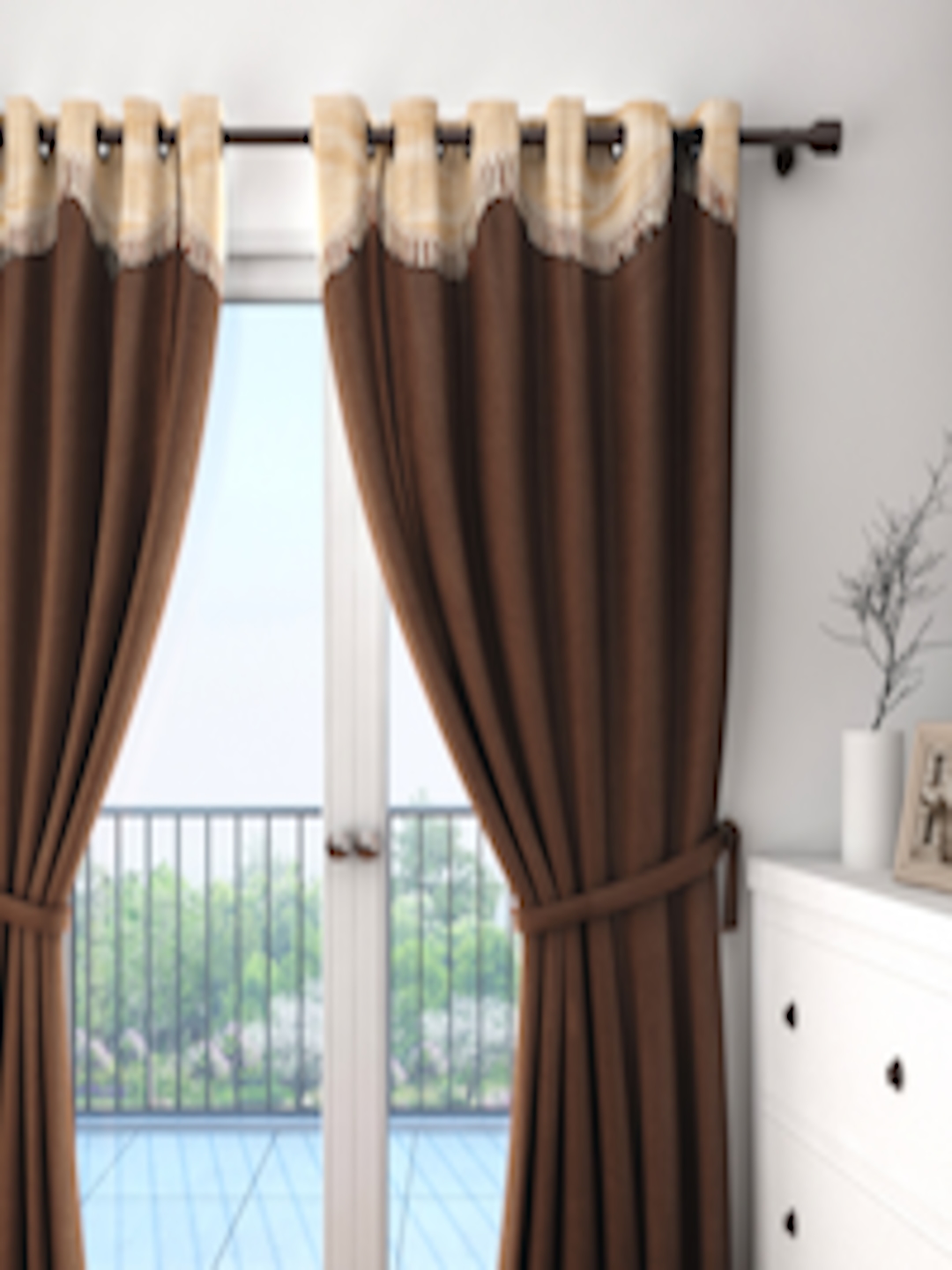 Buy Cortina Coffee Brown Single Door Curtain - Curtains And Sheers for
