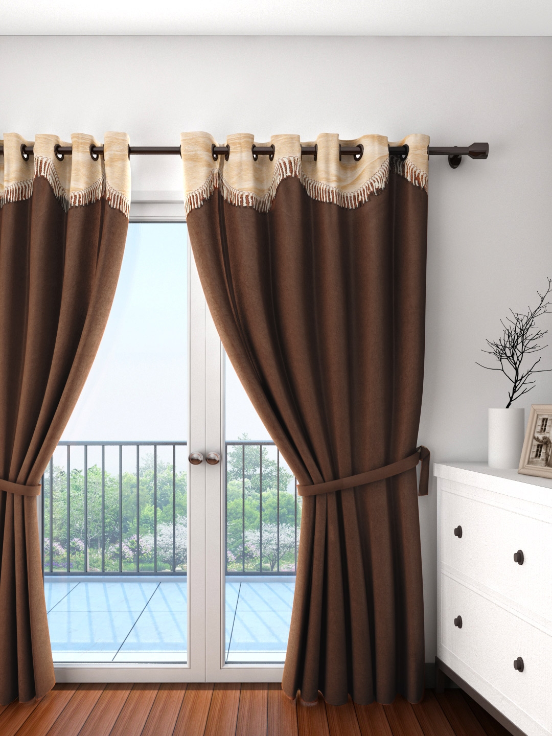 Buy Cortina Coffee Brown Single Door Curtain - Curtains And Sheers for