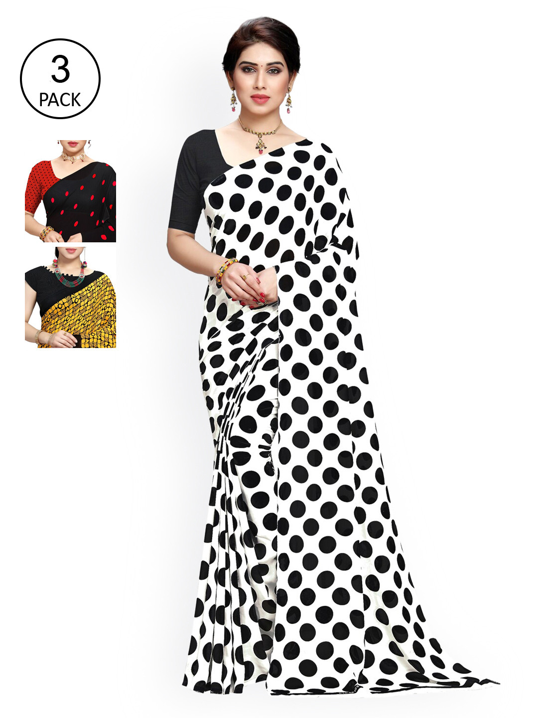 Buy KALINI Yellow White Pack Of 3 Saree Sarees For Women 14622234 Myntra