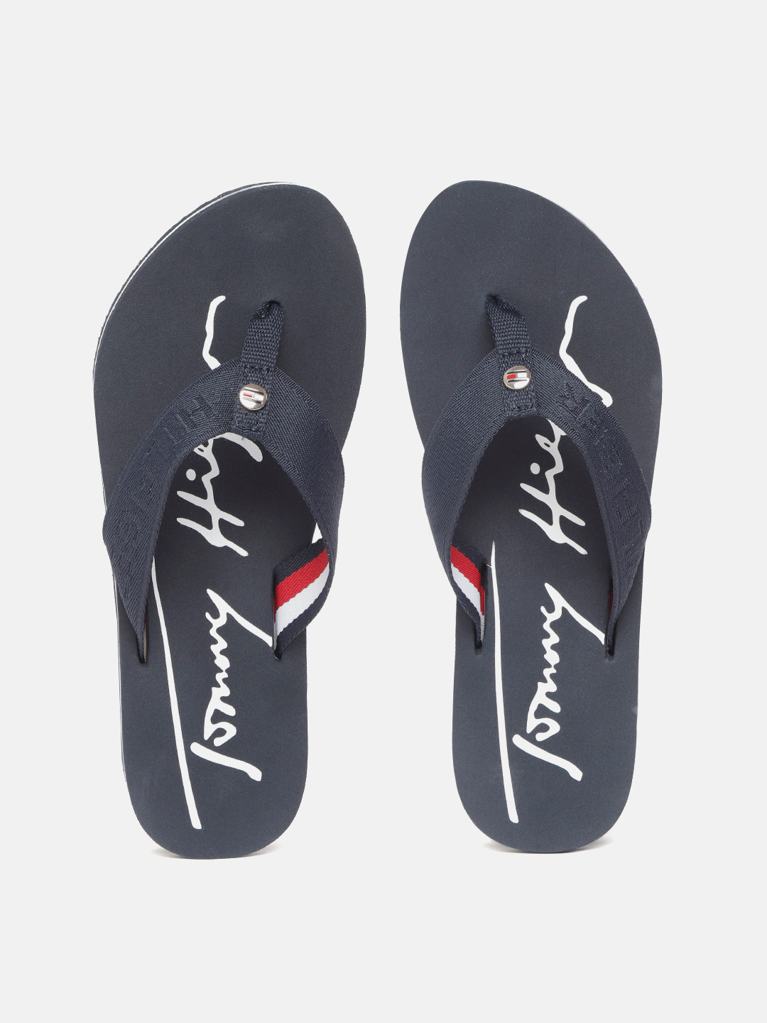 tommy hilfiger logo flip flops