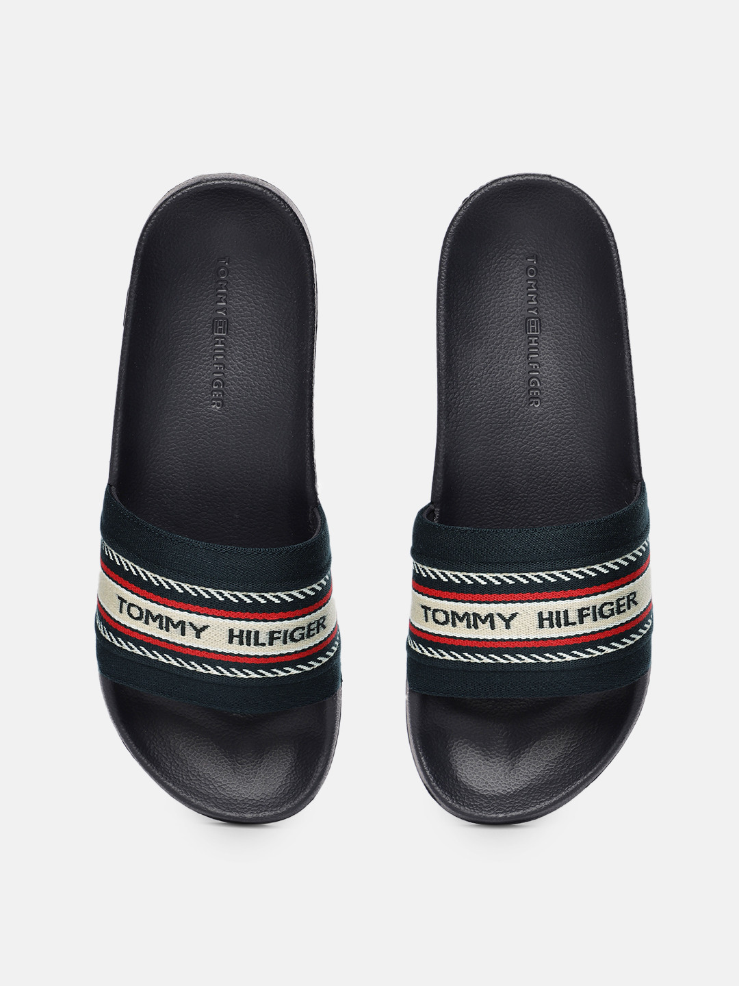 Buy Tommy Hilfiger Women Navy Blue Artisanal Printed Sliders - Flip Flops for Women 14627736 