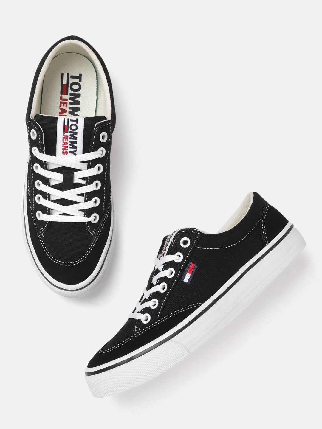 tommy hilfiger black trainers ladies