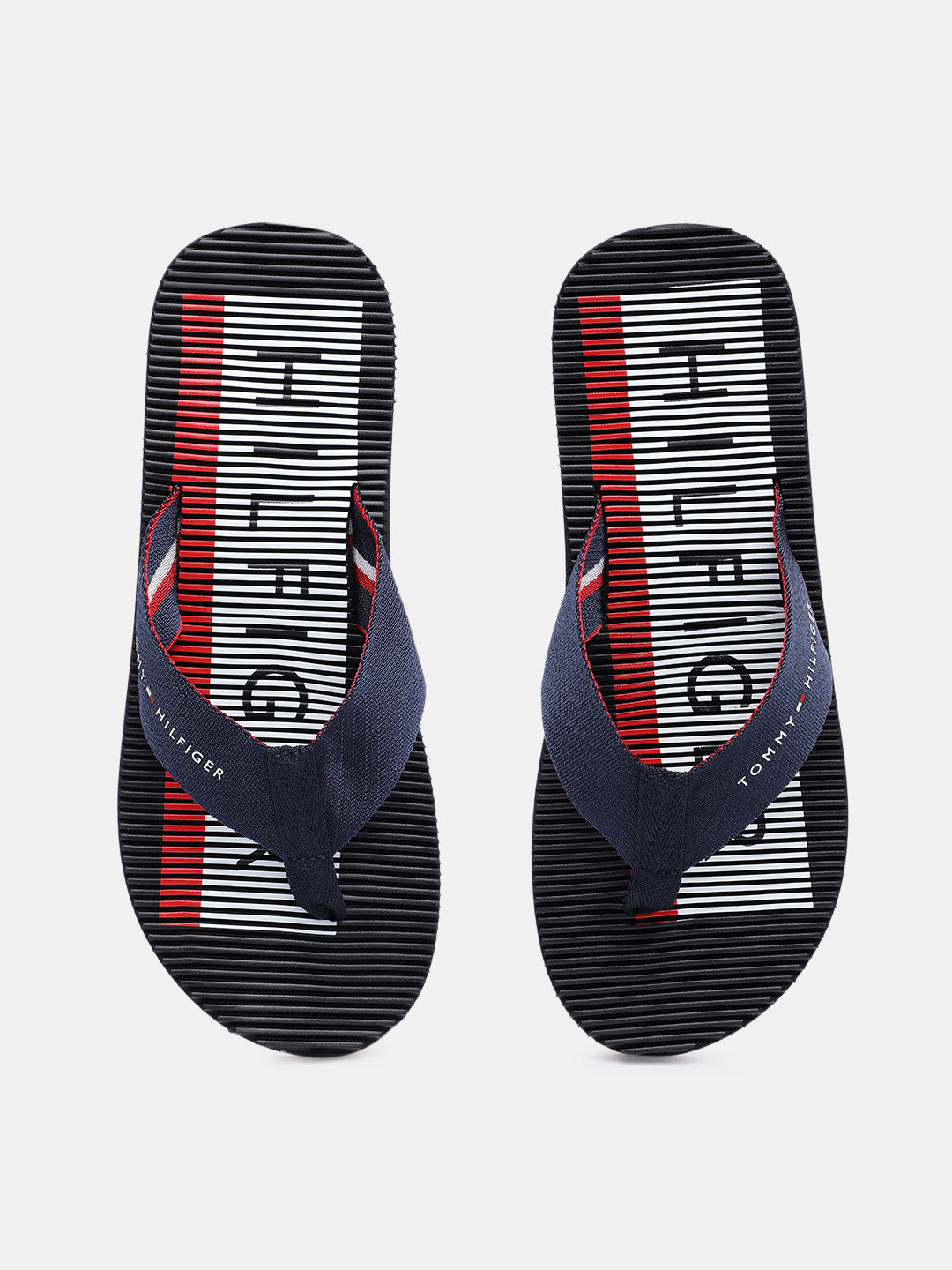 Buy Tommy Hilfiger Men Navy Blue MASSAGE BEACH Self Design Thong Flip Flops - Flip Flops for Men 