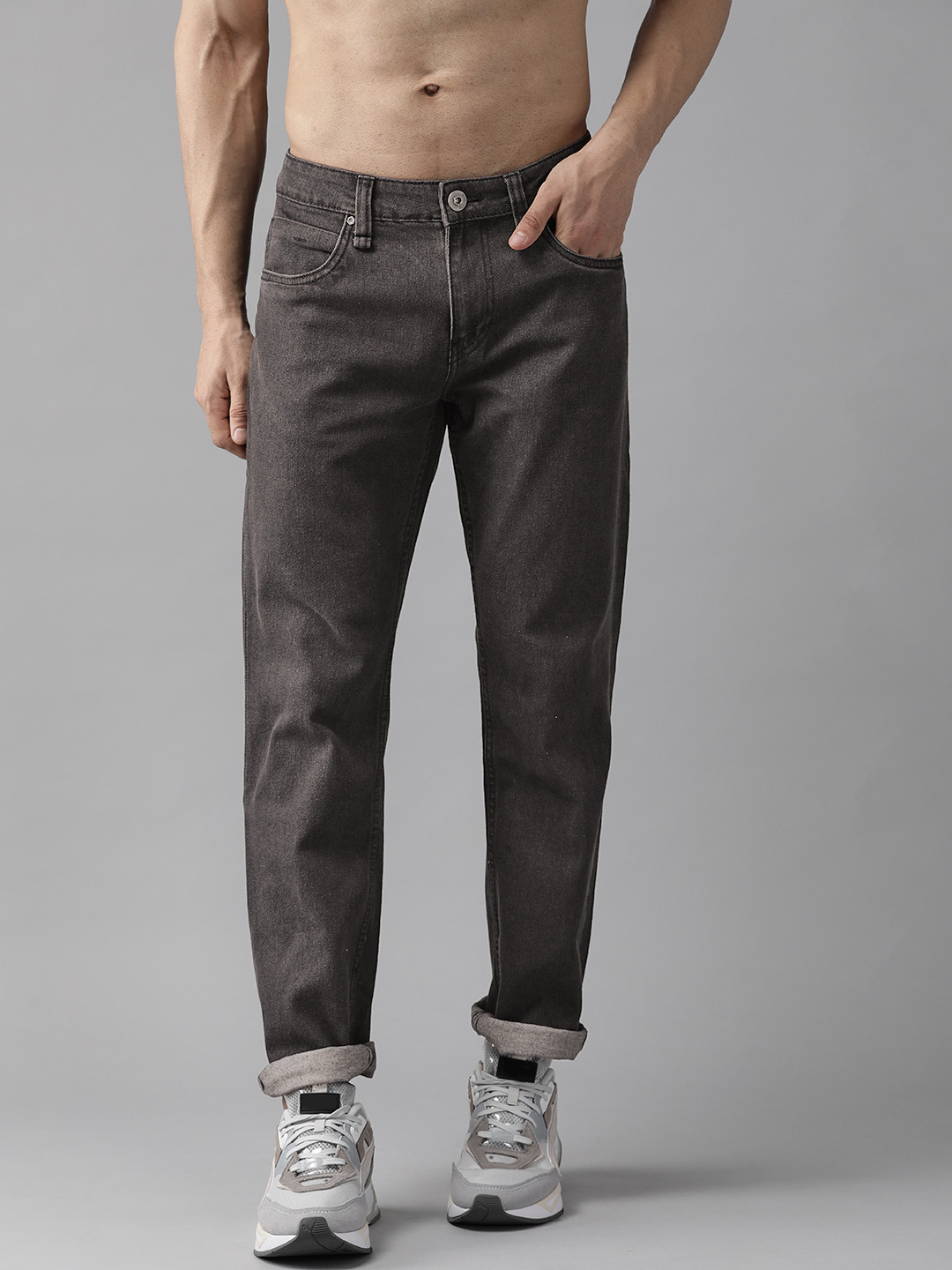 Buy Roadster Men Charcoal Grey Slim Fit Stretchable Jeans - Jeans for ...