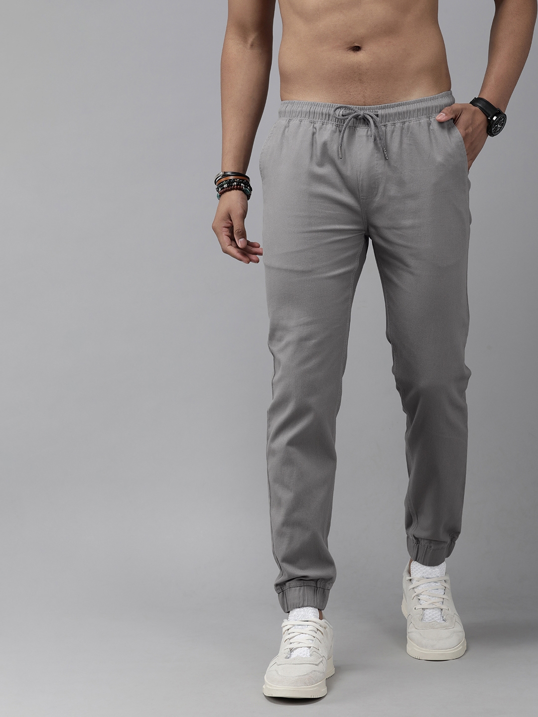 Buy Roadster Men Grey Joggers Trousers - Trousers for Men 14638674 | Myntra